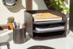 Picture of OSCO BROWN LEATHER PEN POT ROUND